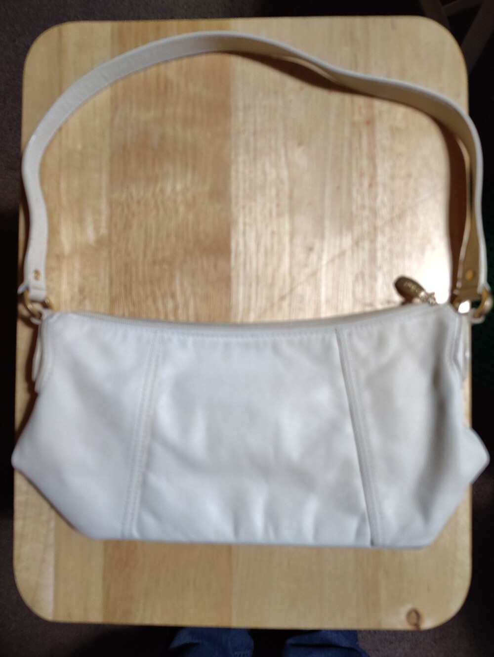 CLARKS White Shoulder Bag Leather Crossbody Boho Handles Business Casual